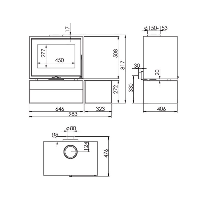 Poêle à bois WENGUÉ ASYMMETRIC STORE 6,7KW