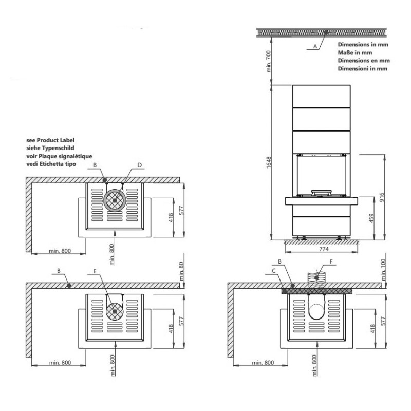 Poêle-cheminée CARA CS 3 faces 6KW