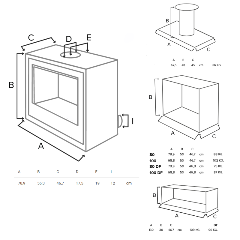 Poêle à bois Bellido D80 double face 10KW